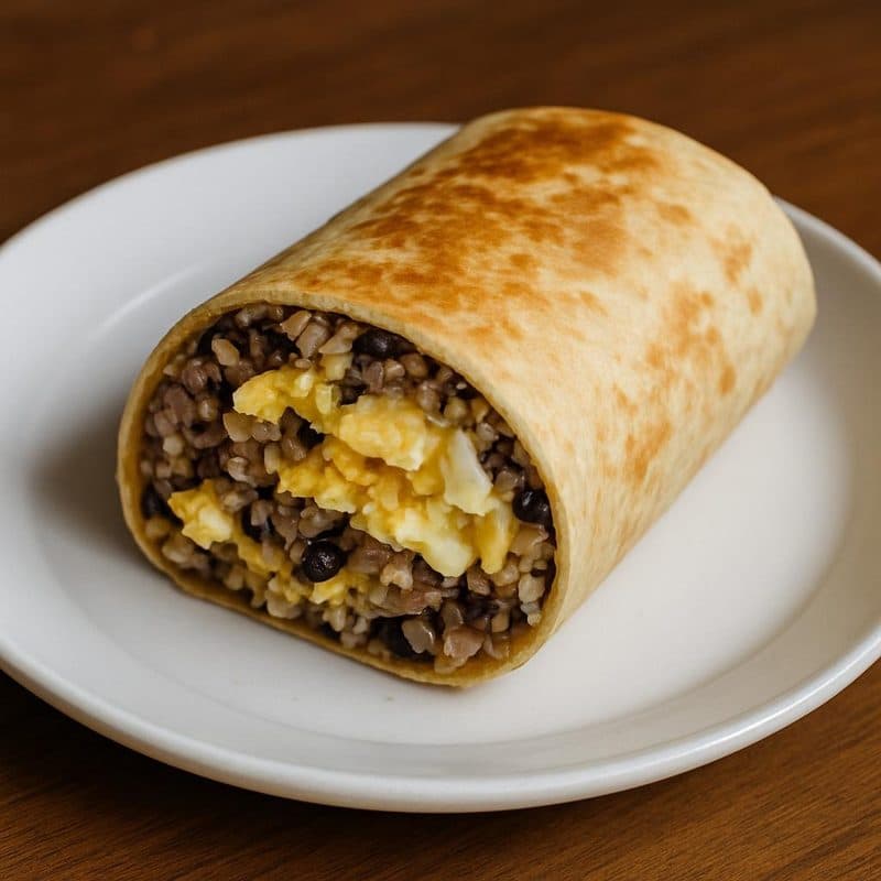 Wrap tico con pinto, huevo y queso