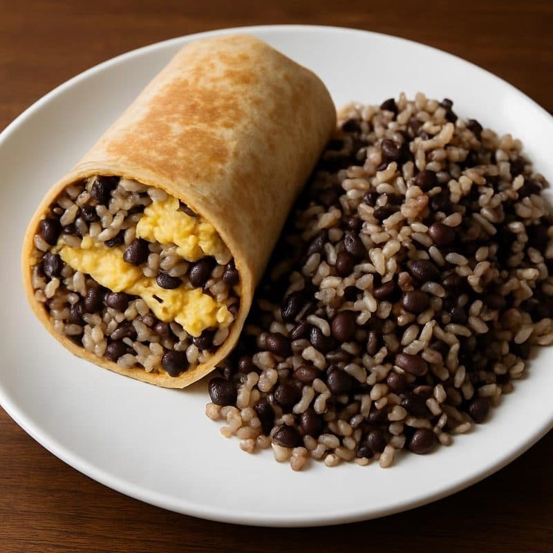 Burrito de gallo pinto con huevo