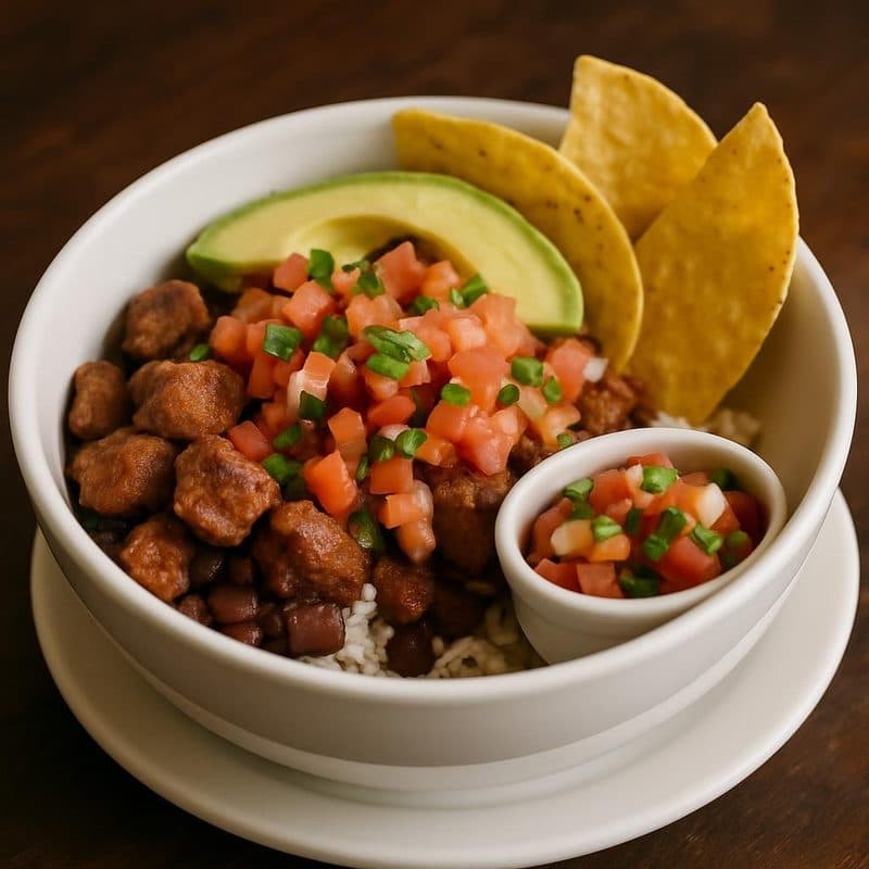Chifrijo de chuleta acompañado de pico de gallo