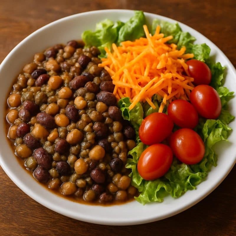 Mix de leguminosas acompañado de ensalada
