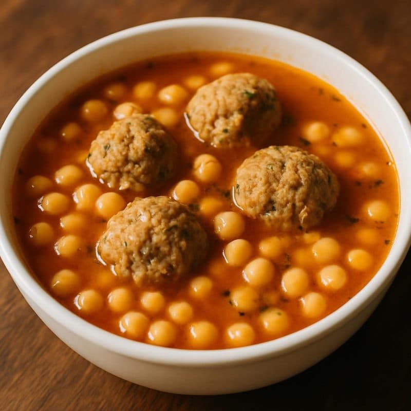 Sopa de garbanzos con albóndigas